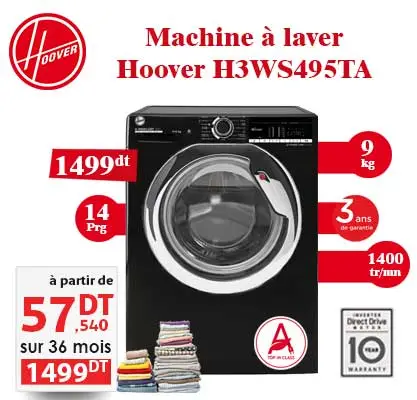 Machine à laver Hoover 9KG (H3WS495TA) machine a laver hoover